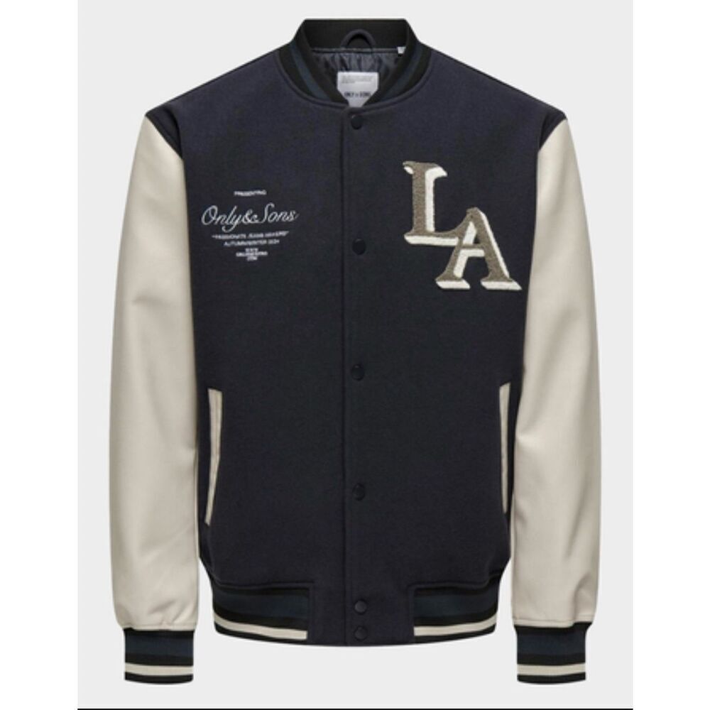 Only & Sons Blue Varsity Jacket Bomber Street Wear Size Small New